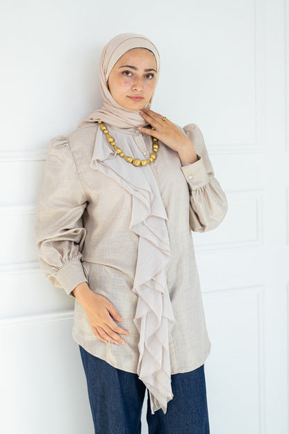 Ruffled linen blouse
