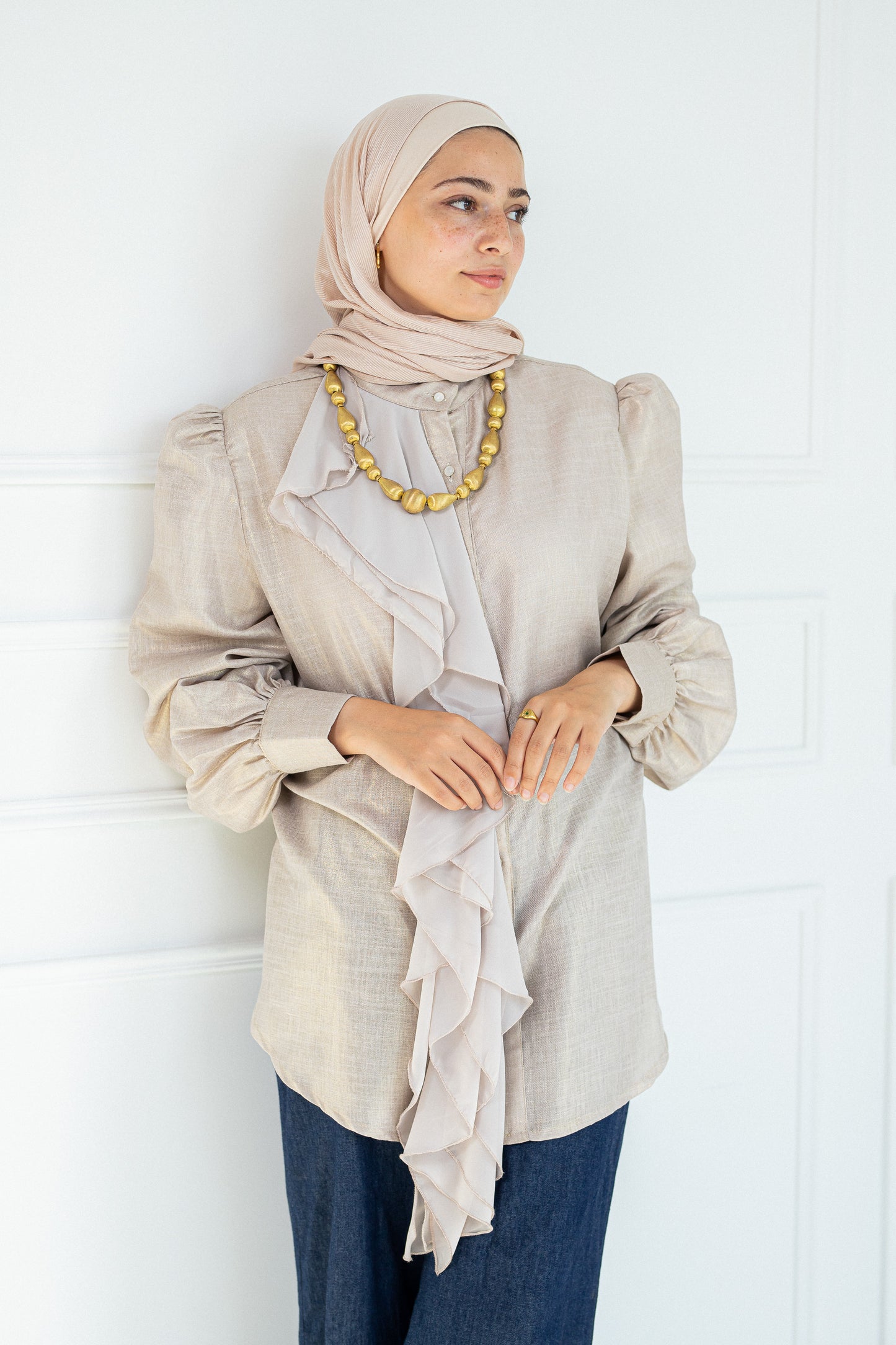 Ruffled linen blouse