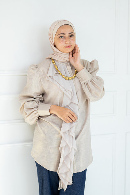 Ruffled linen blouse