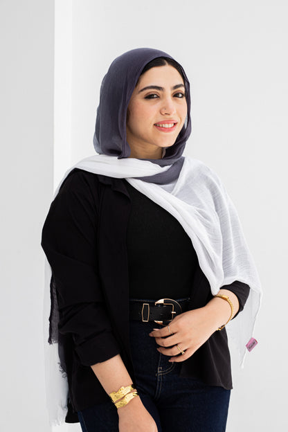 Gradia scarf/grey&white