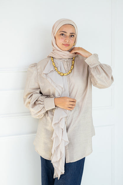 Ruffled linen blouse