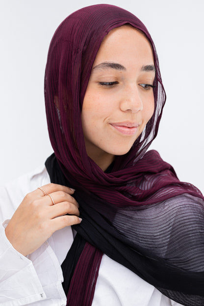 Black Burgundy ombre feather loom