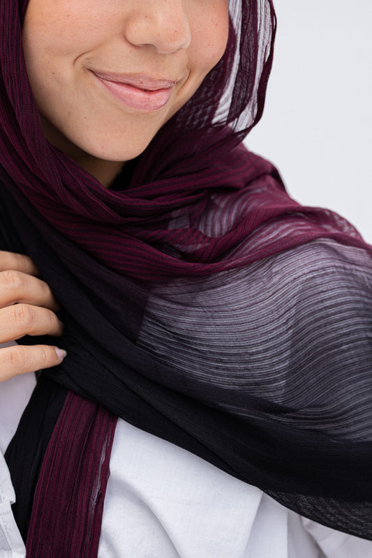 Black Burgundy ombre feather loom
