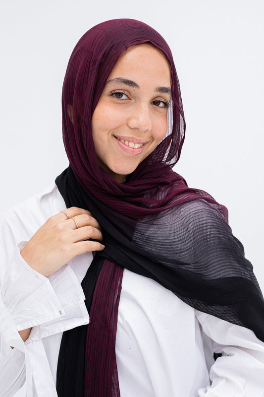 Black Burgundy ombre feather loom