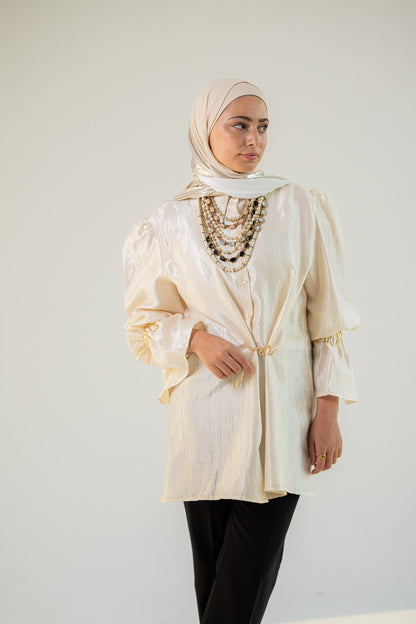 Silk cream crush blouse