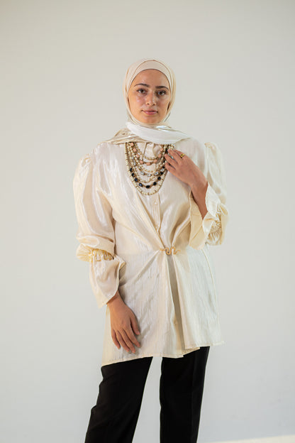 Silk cream crush blouse