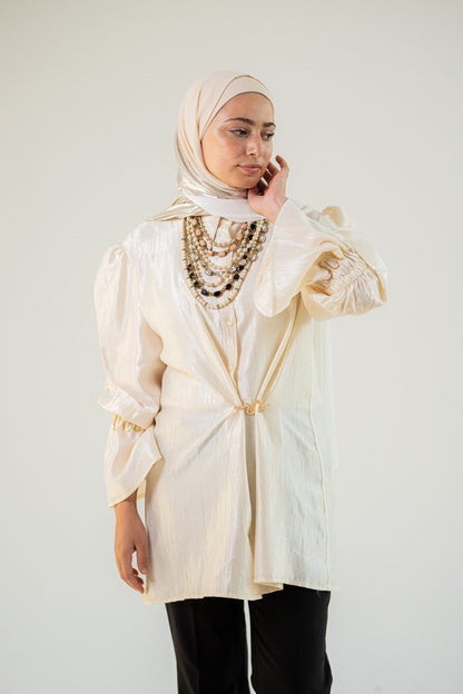 Silk cream crush blouse