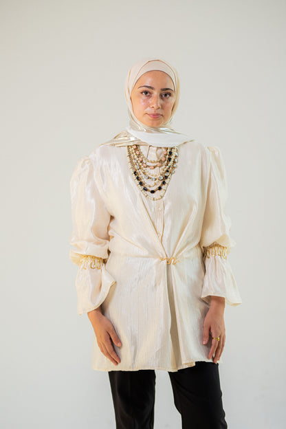 Silk cream crush blouse