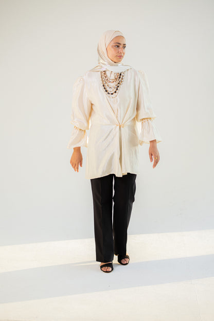 Silk cream crush blouse