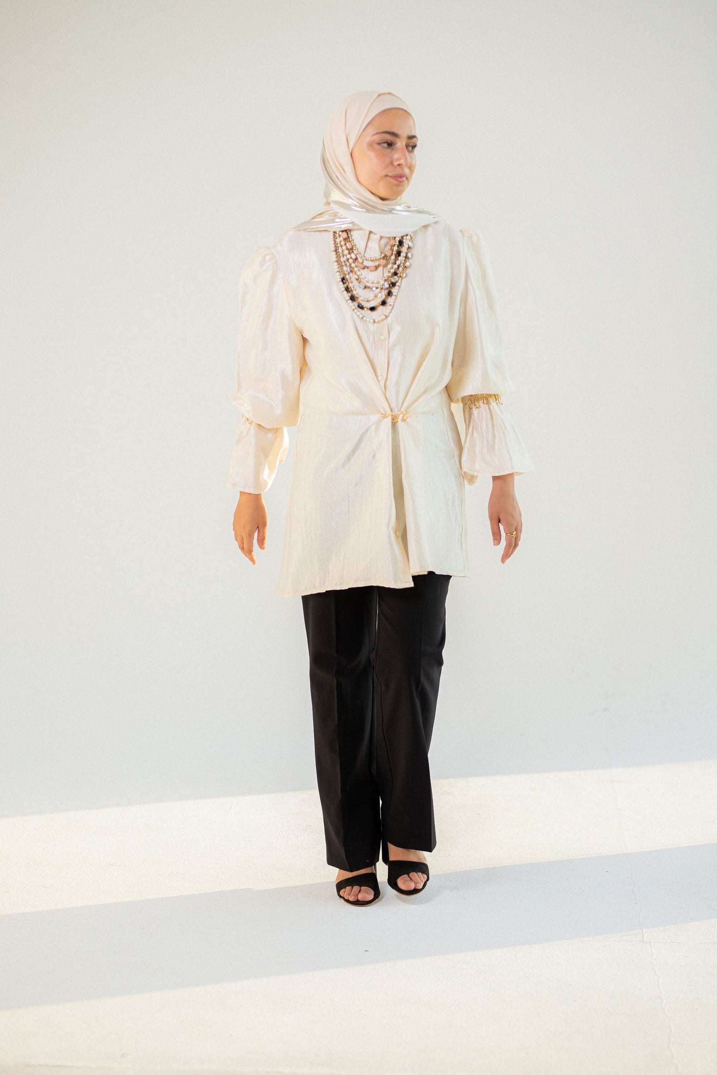 Silk cream crush blouse