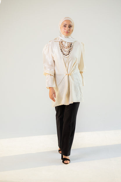Silk cream crush blouse