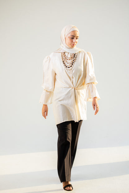 Silk cream crush blouse