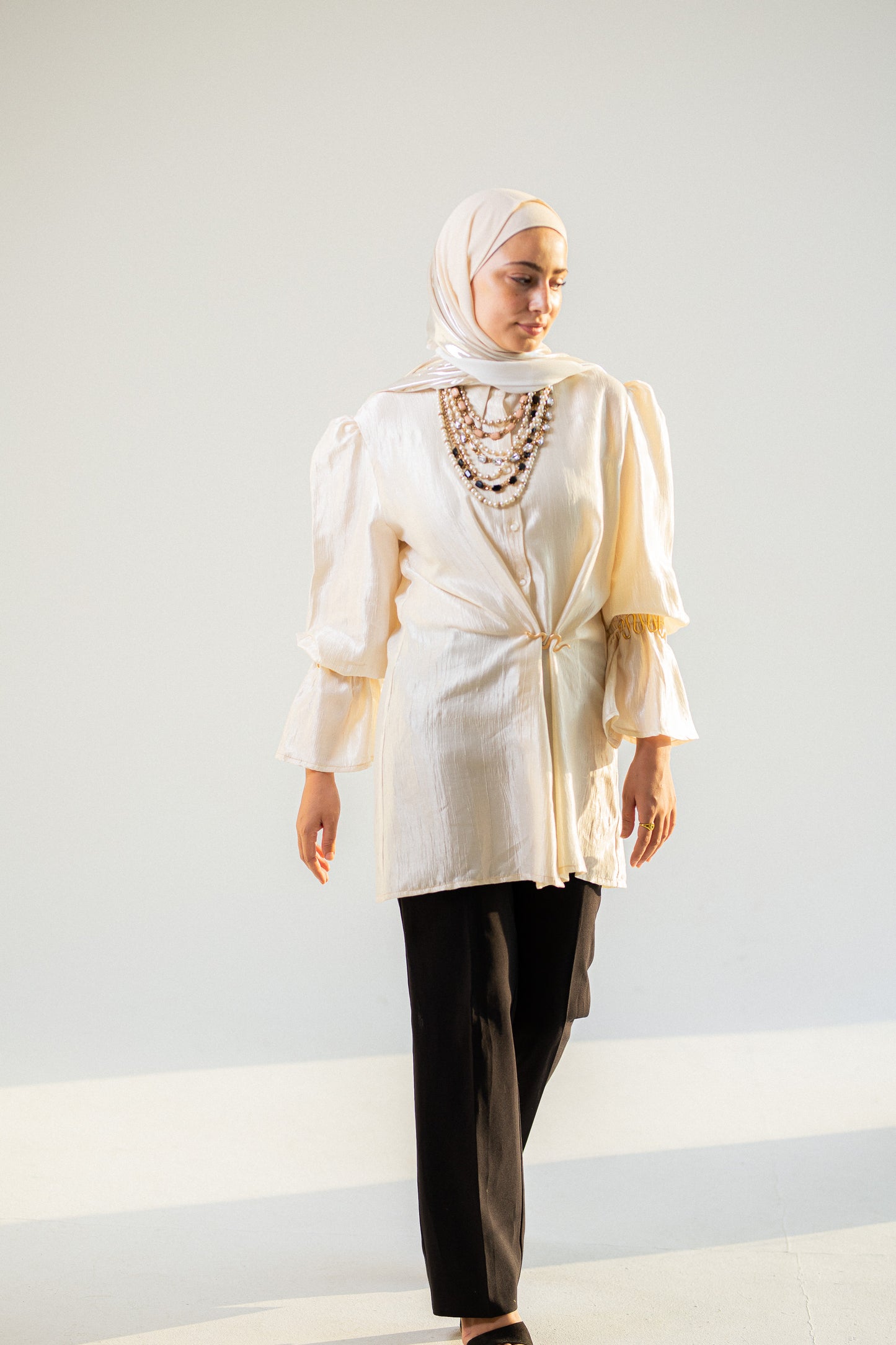 Silk cream crush blouse