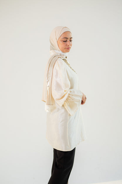 Silk cream crush blouse