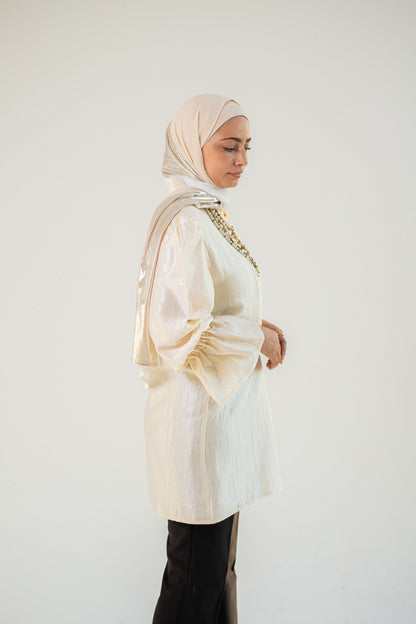 Silk cream crush blouse