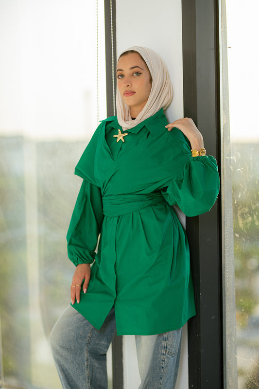 Multiway poplin shirt