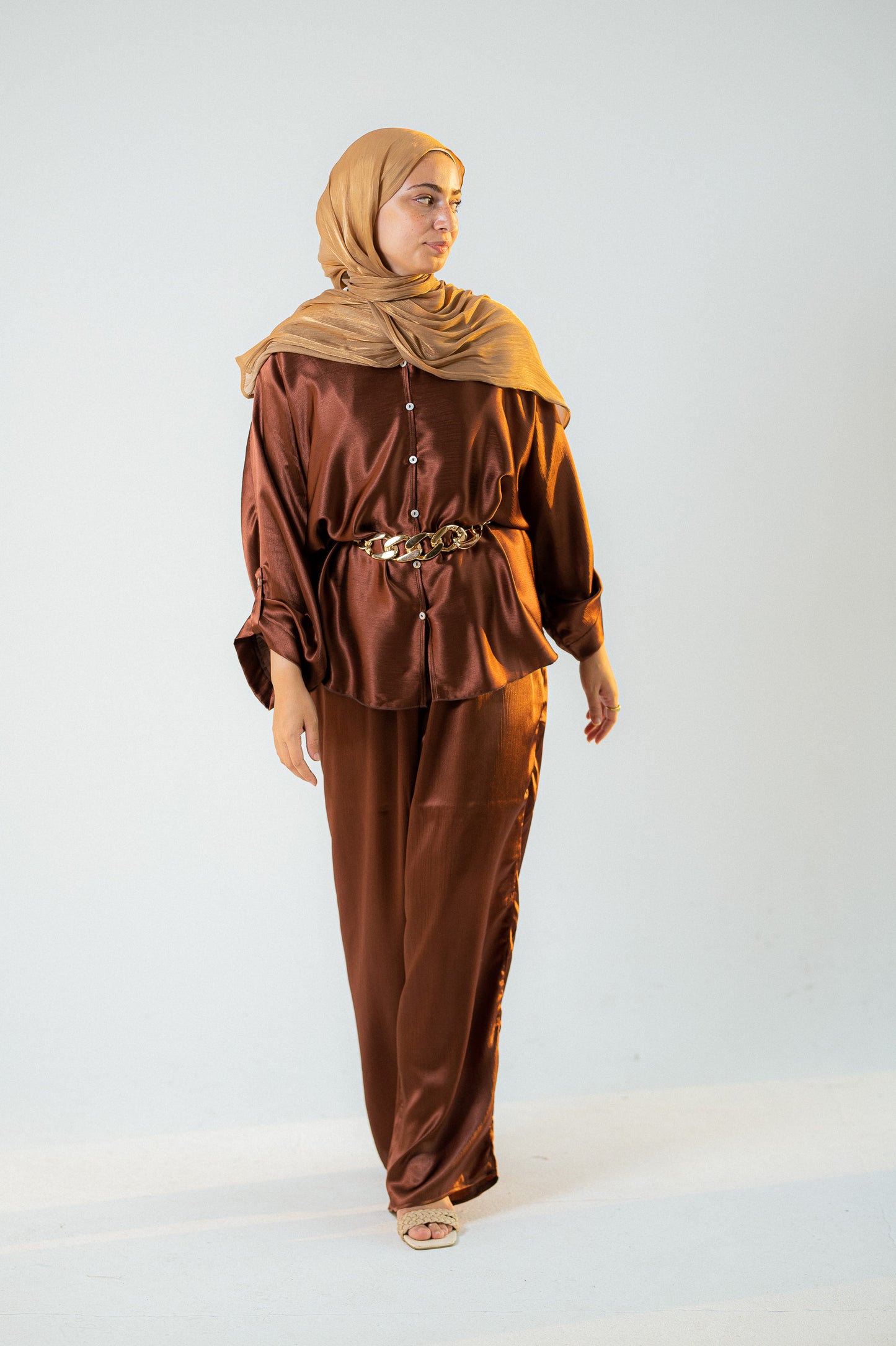Copper satin set.