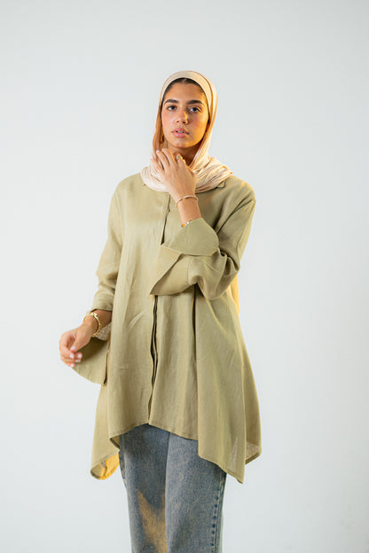Flap linen blouse