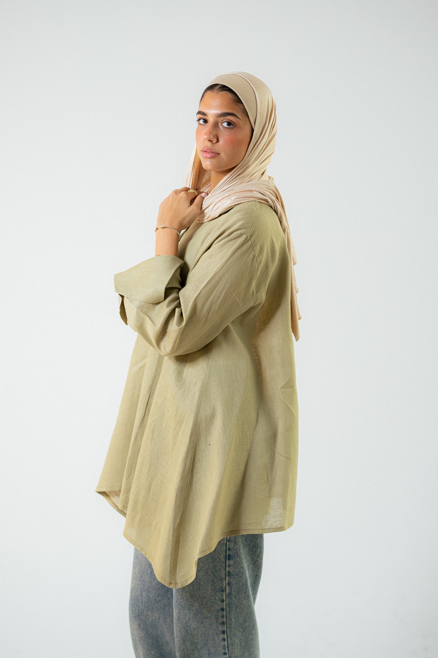 Flap linen blouse