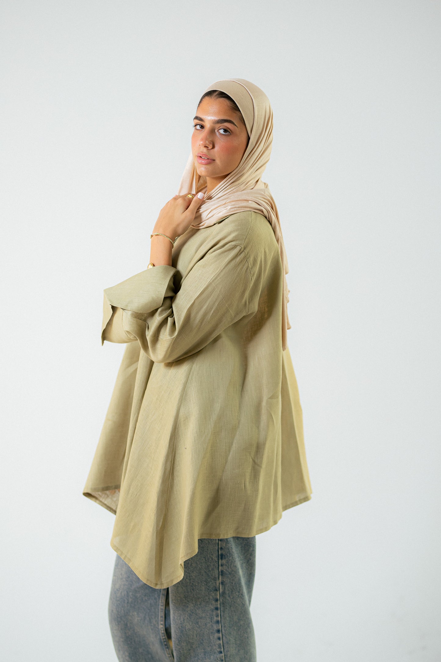 Flap linen blouse