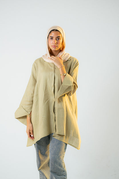 Flap linen blouse