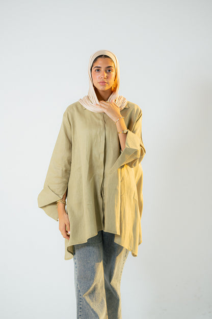 Flap linen blouse