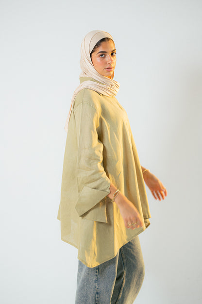 Flap linen blouse