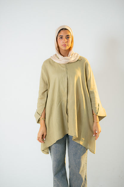 Flap linen blouse