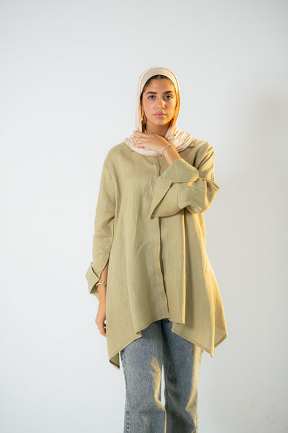 Flap linen blouse