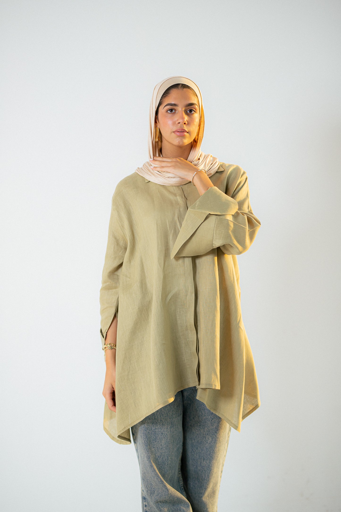 Flap linen blouse