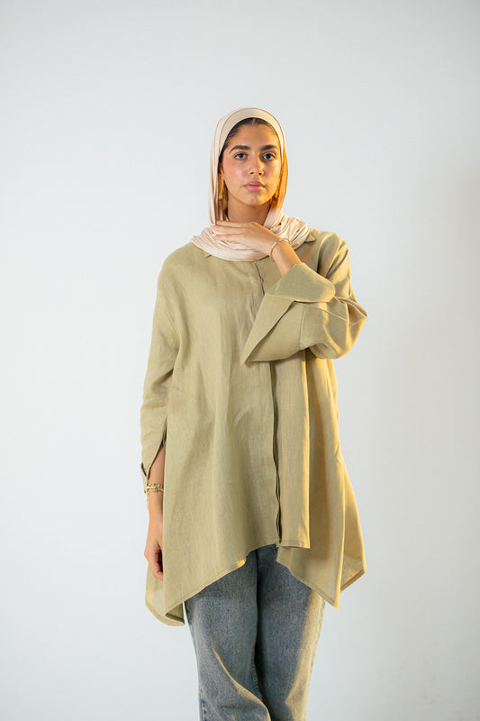 Flap linen blouse