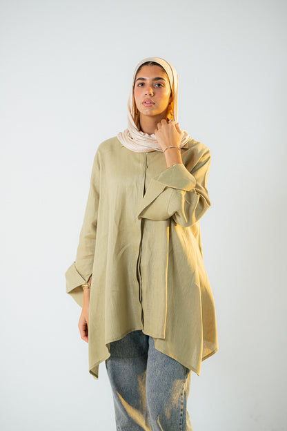 Flap linen blouse