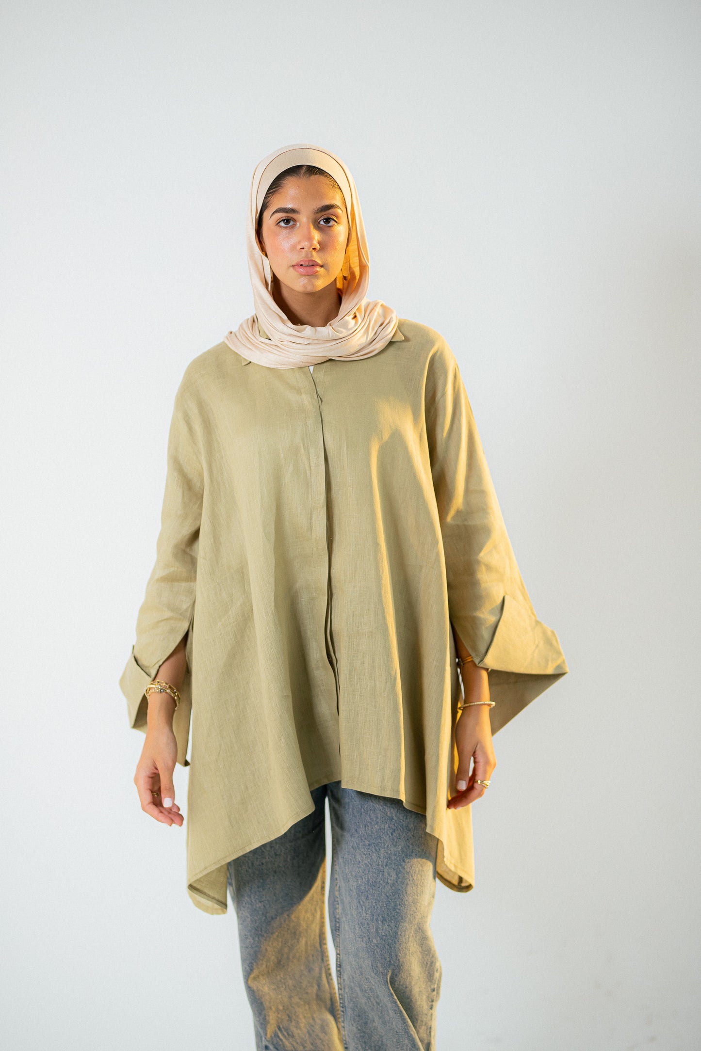 Flap linen blouse