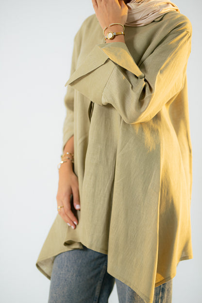 Flap linen blouse
