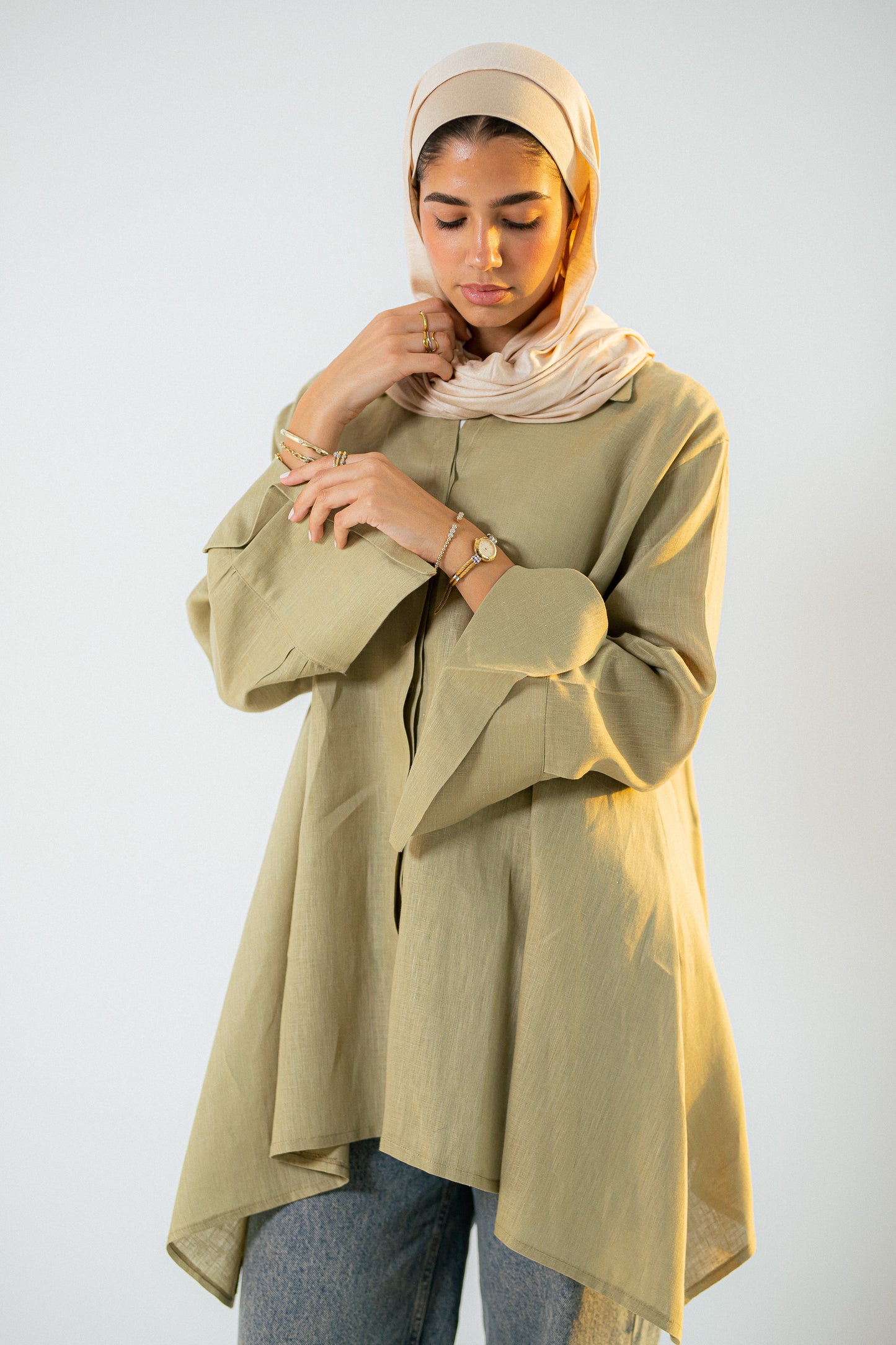 Flap linen blouse