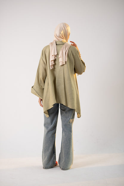 Flap linen blouse