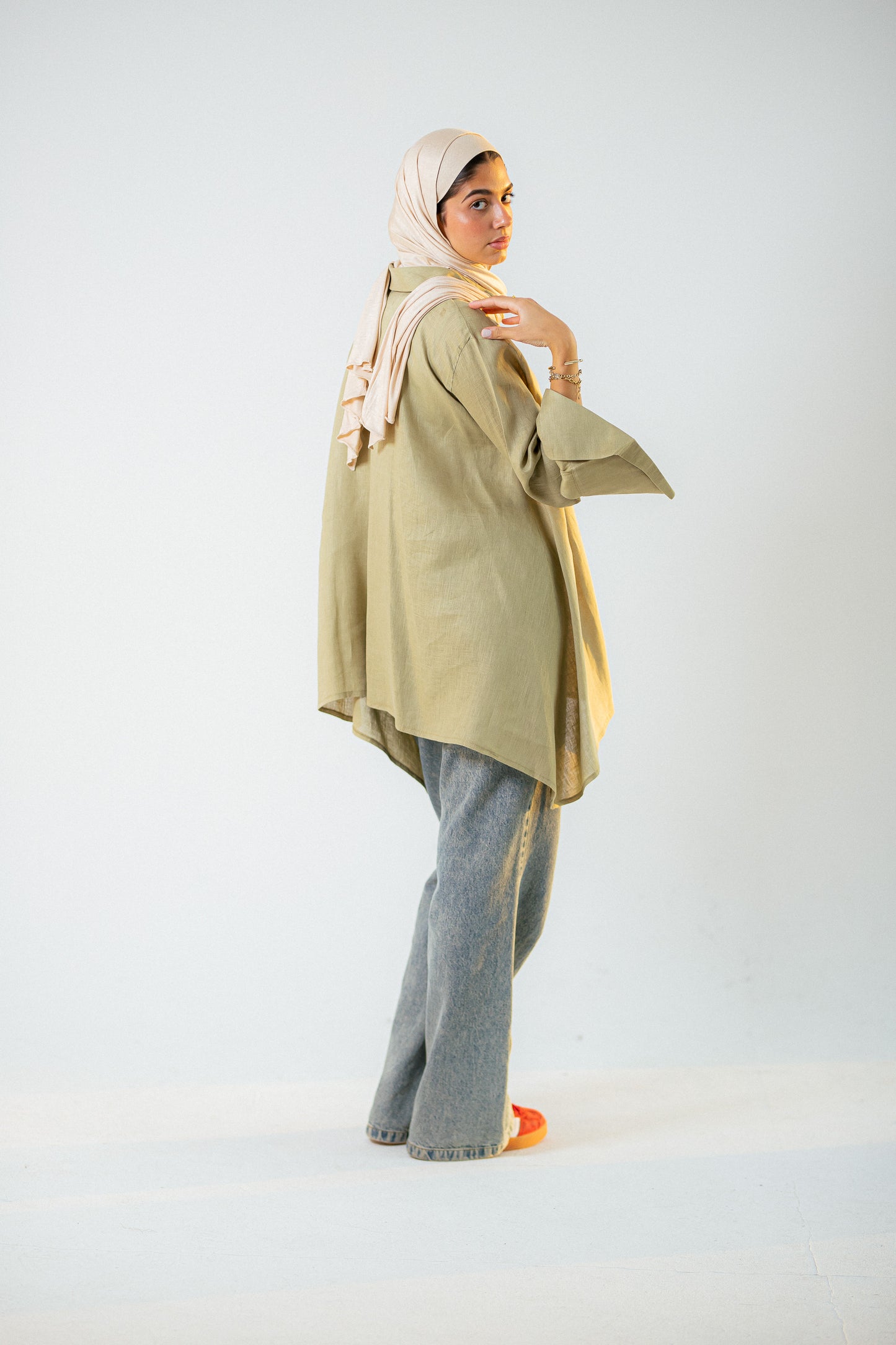 Flap linen blouse