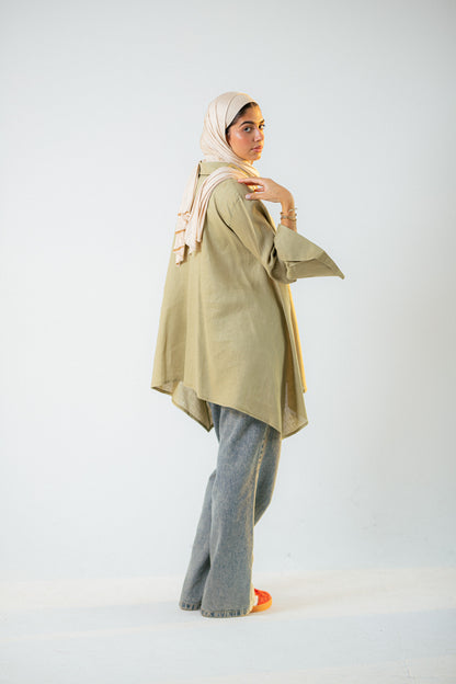 Flap linen blouse