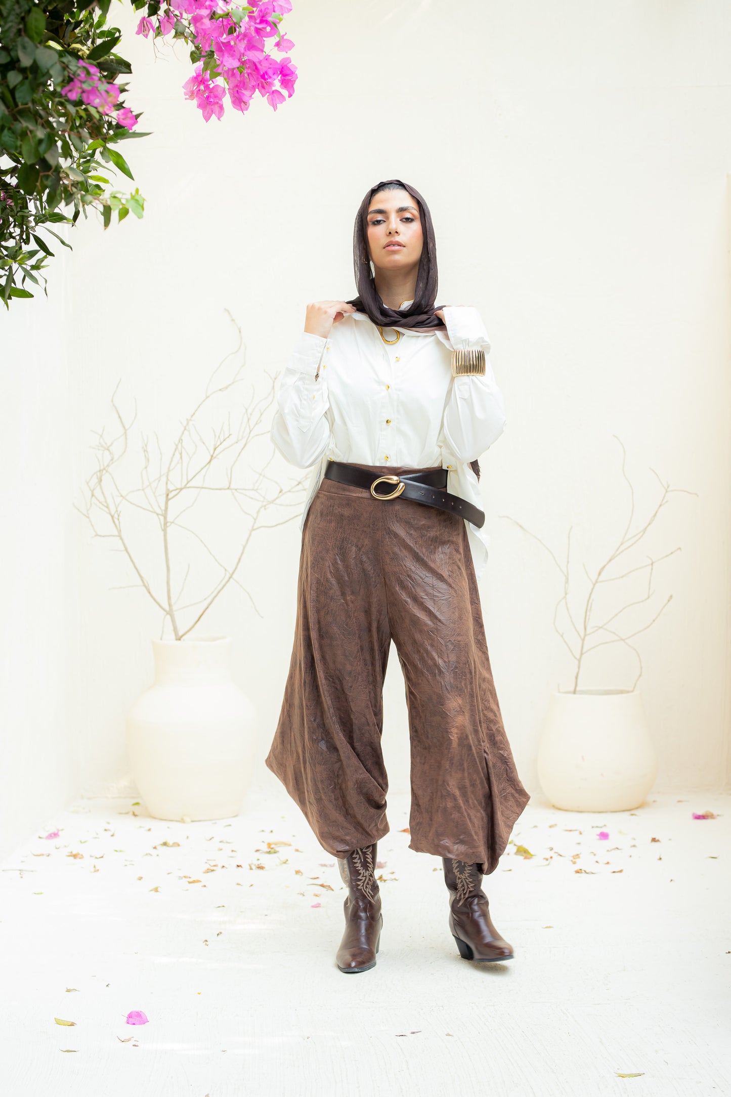 Soft edge crushed leather pants.