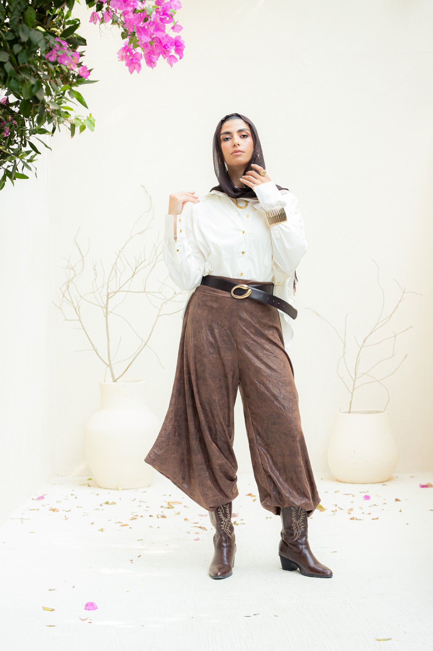 Soft edge crushed leather pants.