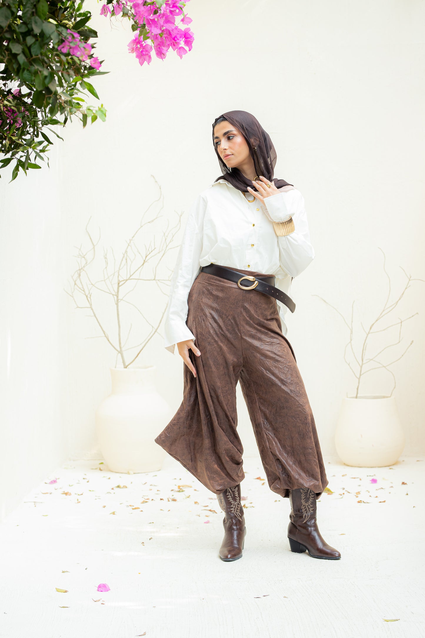 Soft edge crushed leather pants.