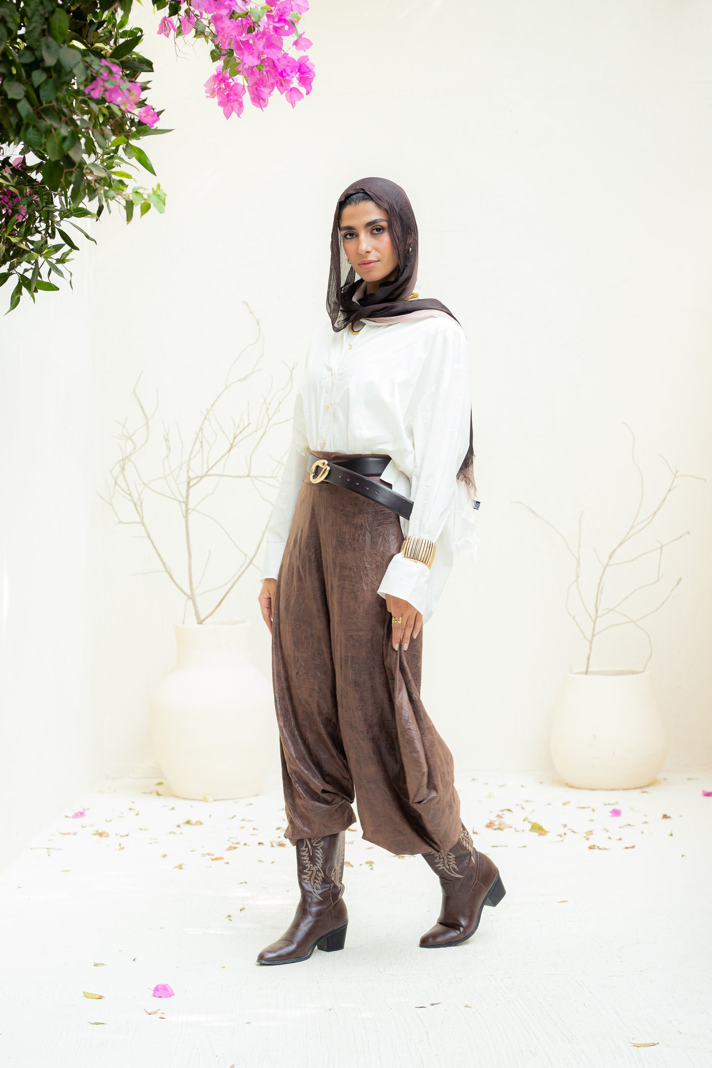 Soft edge crushed leather pants.