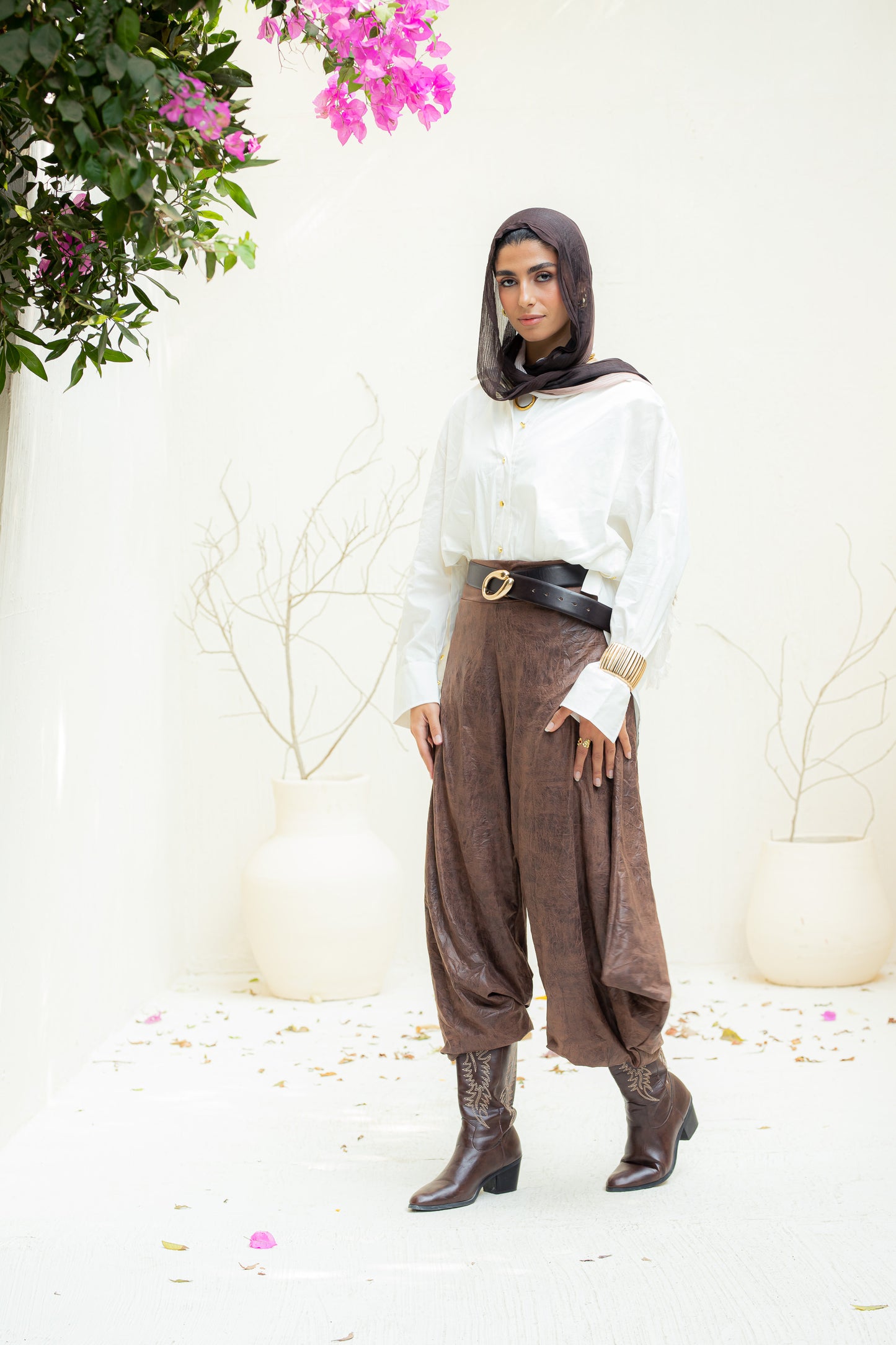 Soft edge crushed leather pants.