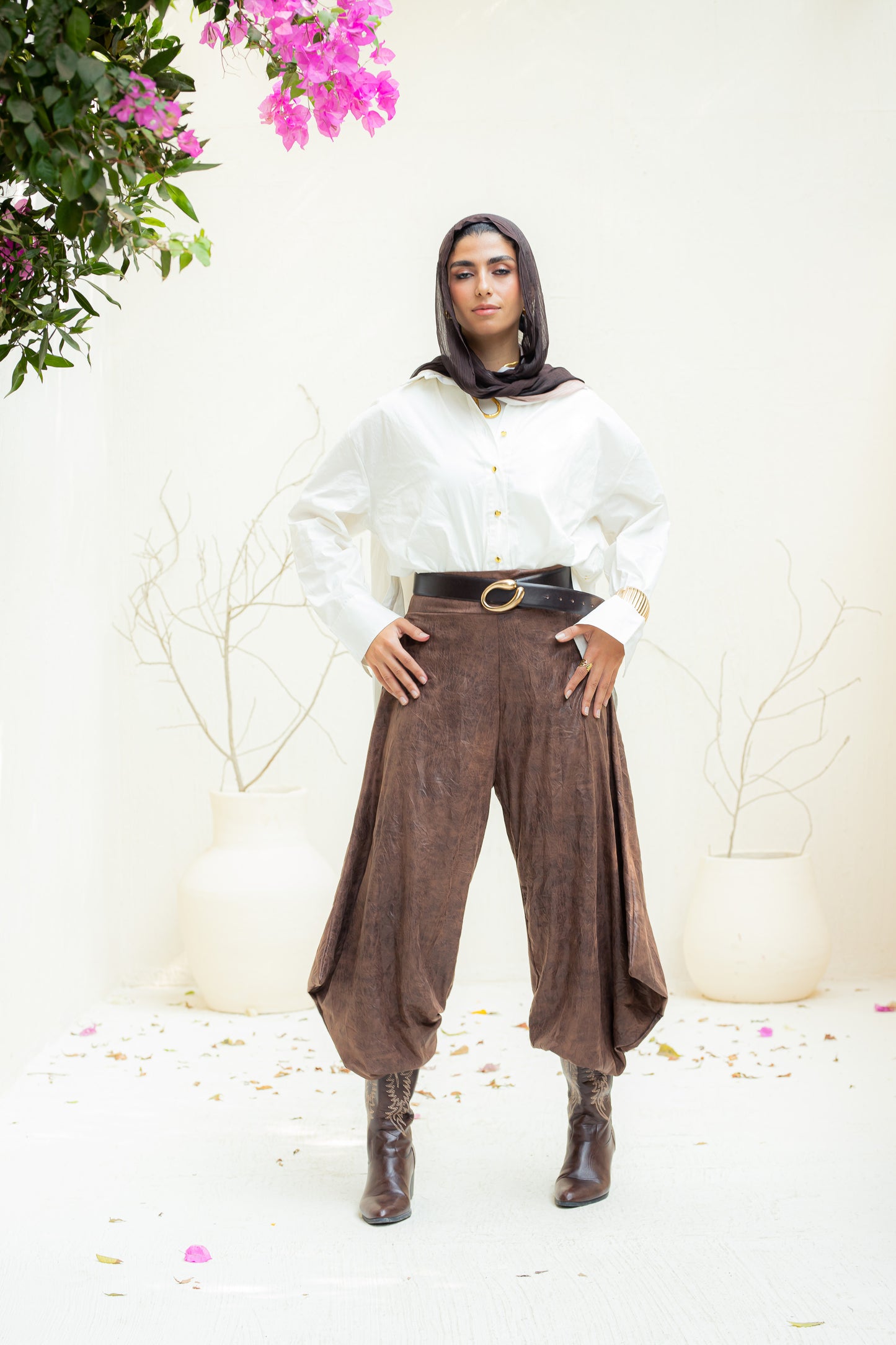 Soft edge crushed leather pants.