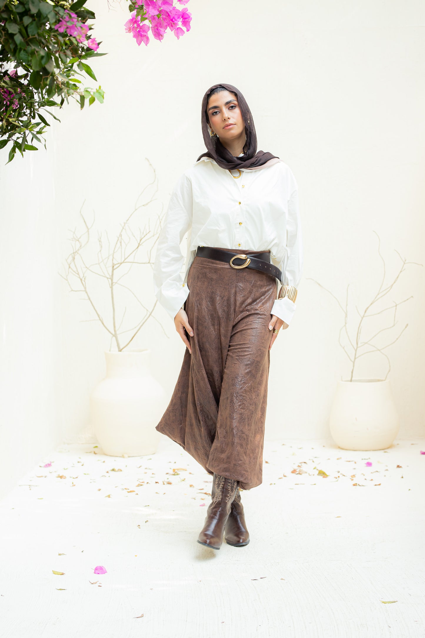 Soft edge crushed leather pants.