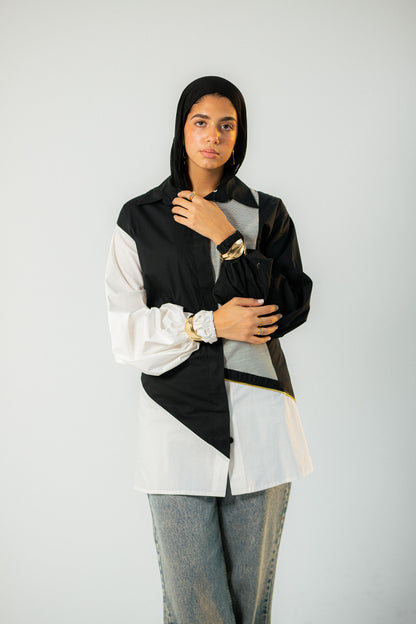 Diagonal poplin shirt
