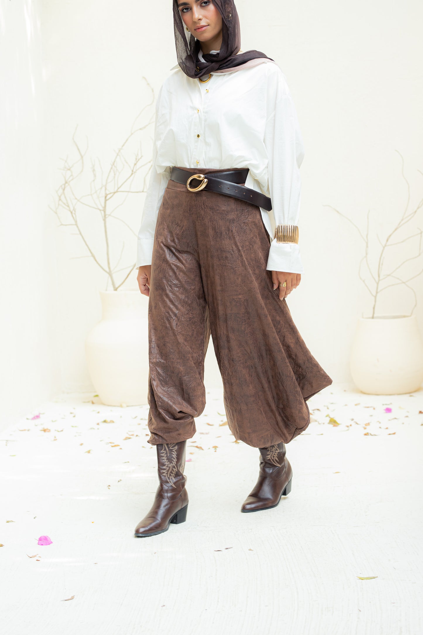 Soft edge crushed leather pants.