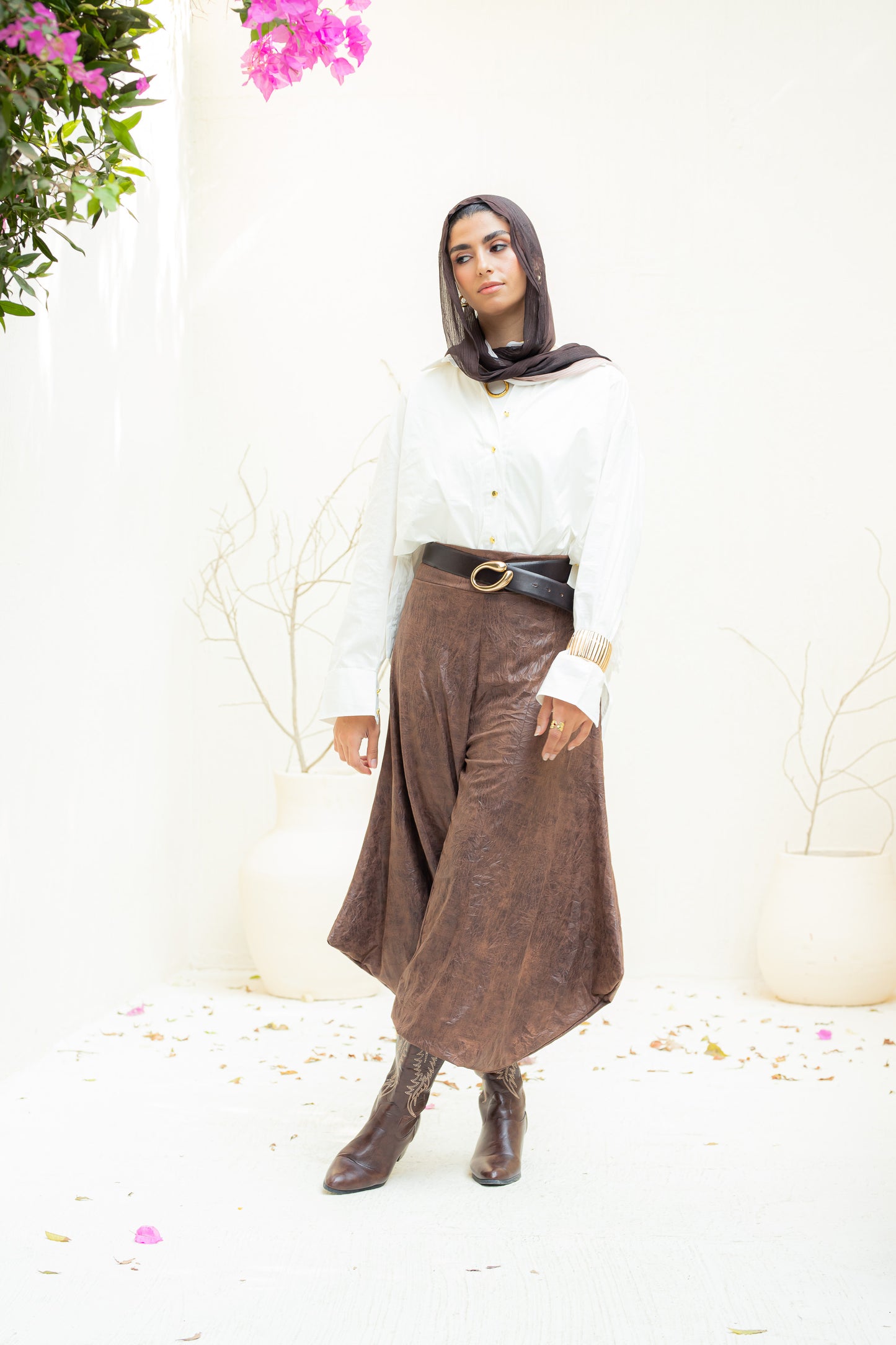 Soft edge crushed leather pants.