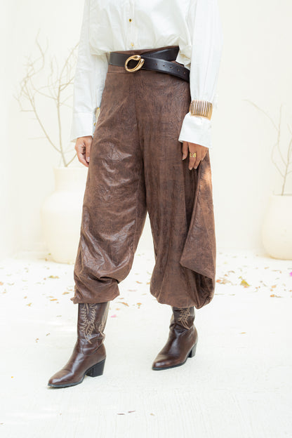 Soft edge crushed leather pants.