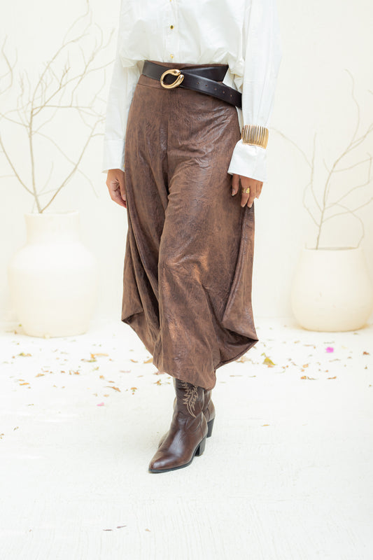 Soft edge crushed leather pants.